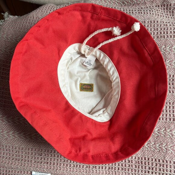 Scala Lanikai coral cotton canvas sun hat spf 50 summer vacay beach pool - Picture 4 of 7